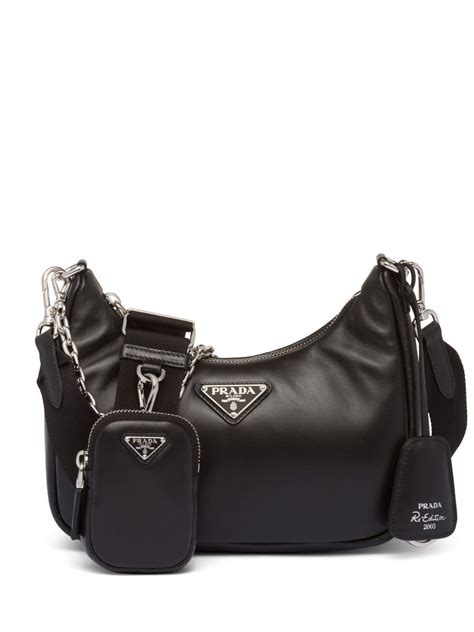 prada leather chain shoulder bag|Prada padded nylon shoulder bag.